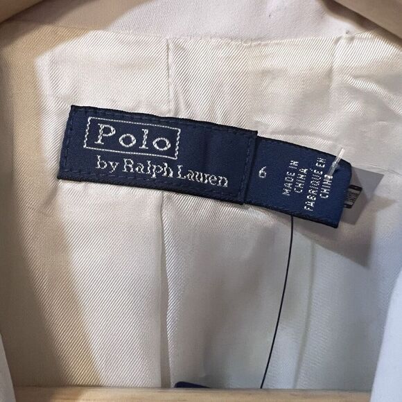 Polo Ralph Lauren Women Double Breasted Size 6 Satin Blazer Relaxed White $698 - Picture 7 of 8